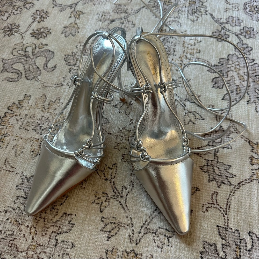 New PrettyLittleThing Silver Strappy Women's Heels